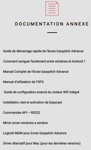 Documentation annexe sur les écrans easypitch PC93